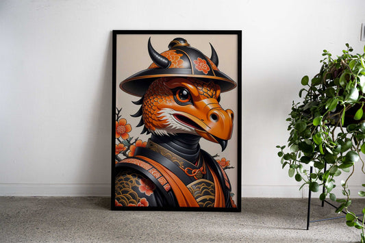 Samurai Mask Quail Asian Style Poster | Wall Art for Home & Office | High-Quality Print - High-Quality Visual Display