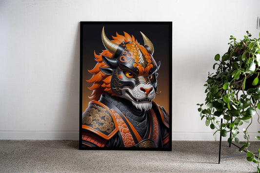 Samurai Mask Snake Asian Style Poster | Wall Art for Home & Office | High-Quality Print - High-Quality Visual Display