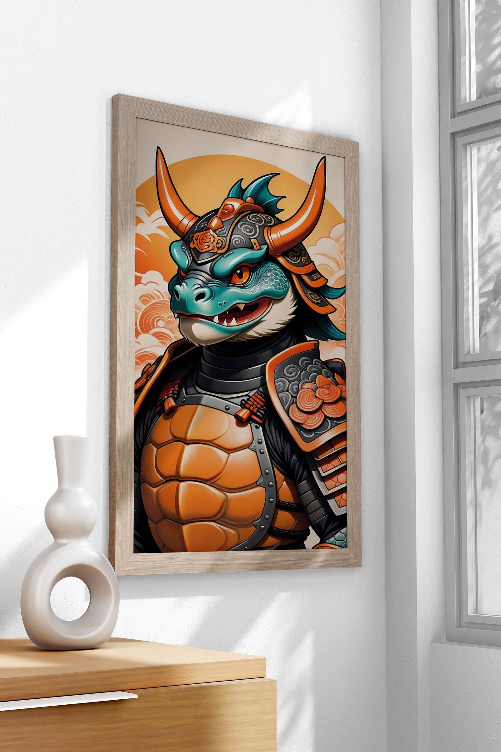 Samurai Mask Turtle Asian Style Poster | Wall Art for Home & Office | High-Quality Print - High-Quality Visual Display