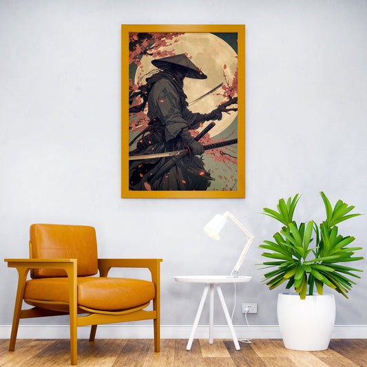 Samurai Moon Japan Asian Style Poster | Wall Art for Home & Office | High-Quality Print - High-Quality Visual Display