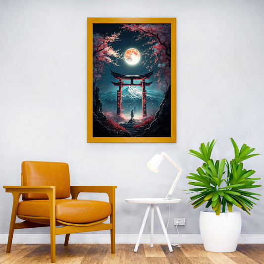 Samurai Moon Asian Style Poster | Wall Art for Home & Office | High-Quality Print - High-Quality Visual Display