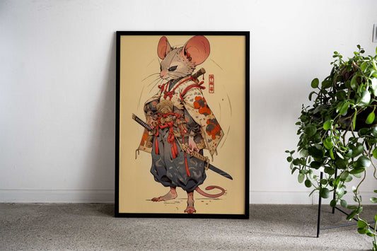 Samurai Mouse Asian Style Poster | Wall Art for Home & Office | High-Quality Print - High-Quality Visual Display