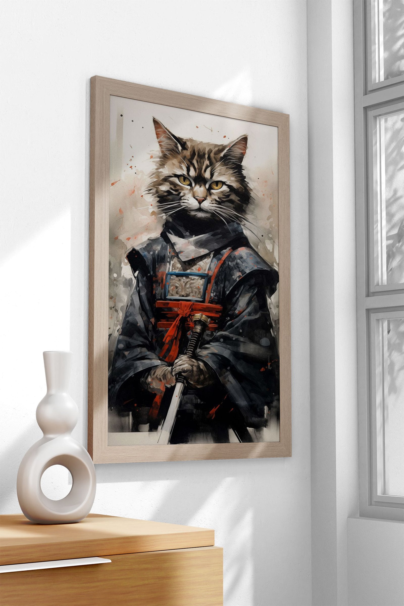 Samurai Neko Asian Style Poster | Wall Art for Home & Office | High-Quality Print - High-Quality Visual Display