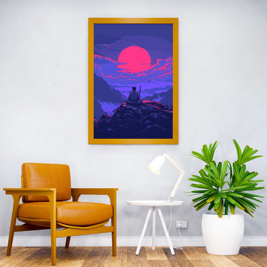 Samurai Pink Retro Asian Style Poster | Wall Art for Home & Office | High-Quality Print - High-Quality Visual Display