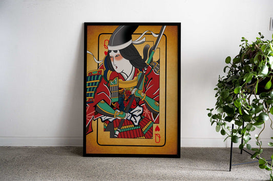 Samurai Playing Cards Asian Style Poster | Wall Art for Home & Office | High-Quality Print - High-Quality Visual Display