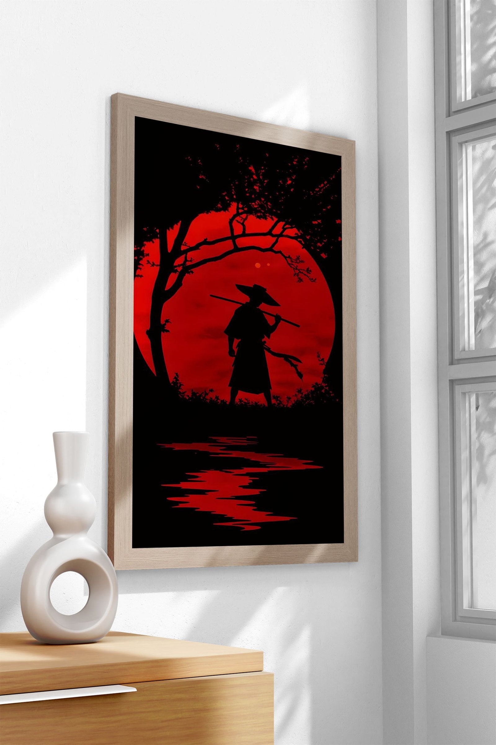 Samurai Red Sun Asian Style Poster | Wall Art for Home & Office | High-Quality Print - High-Quality Visual Display