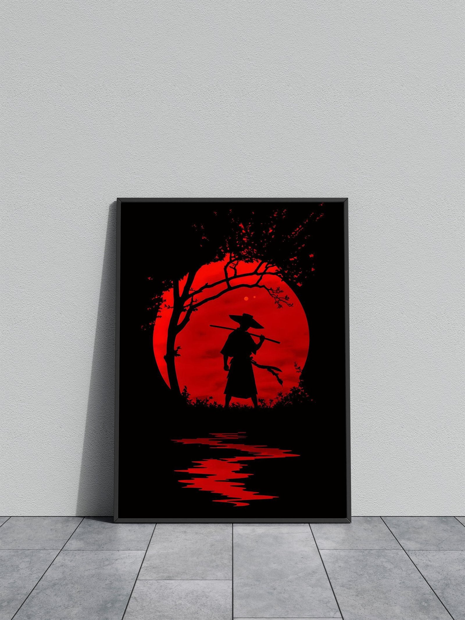 Samurai Red Sun Asian Style Poster | Wall Art for Home & Office | High-Quality Print - High-Quality Visual Display