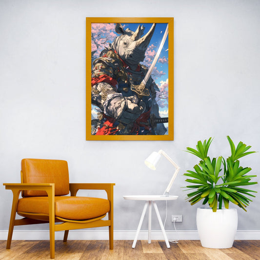 Samurai Rhino Asian Style Poster | Wall Art for Home & Office | High-Quality Print - High-Quality Visual Display