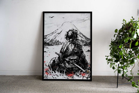 Samurai Ronin Black Ink Asian Style Poster | Wall Art for Home & Office | High-Quality Print - High-Quality Visual Display