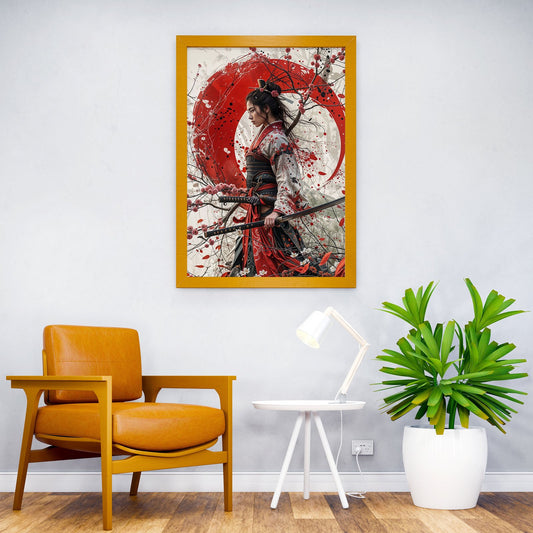 Samurai Sakura Red moon Asian Style Poster | Wall Art for Home & Office | High-Quality Print - High-Quality Visual Display