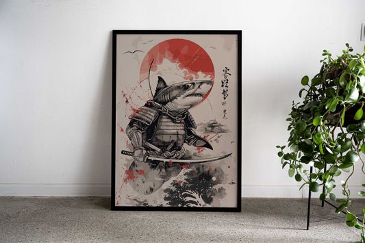 Samurai Shark Asian Style Poster | Wall Art for Home & Office | High-Quality Print - High-Quality Visual Display