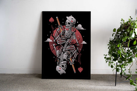 Samurai Skull Card Asian Style Poster | Wall Art for Home & Office | High-Quality Print - High-Quality Visual Display