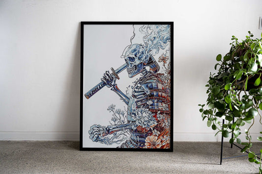Samurai Skull Asian Style Poster | Wall Art for Home & Office | High-Quality Print - High-Quality Visual Display