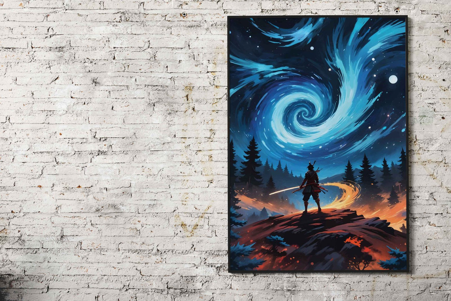 Samurai Starry Night Asian Style Poster | Wall Art for Home & Office | High-Quality Print - High-Quality Visual Display