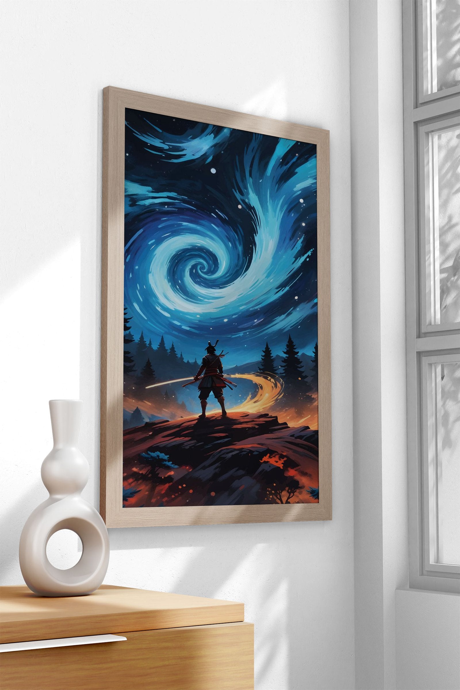 Samurai Starry Night Asian Style Poster | Wall Art for Home & Office | High-Quality Print - High-Quality Visual Display