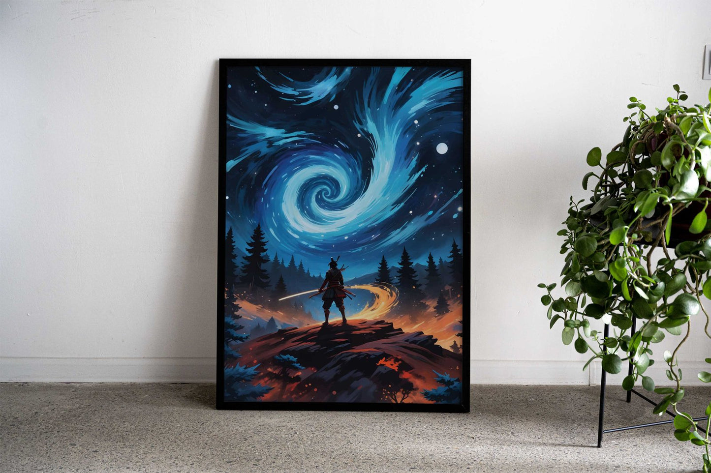 Samurai Starry Night Asian Style Poster | Wall Art for Home & Office | High-Quality Print - High-Quality Visual Display