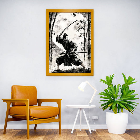 Samurai Sumi E Artwork Asian Style Poster | Wall Art for Home & Office | High-Quality Print - High-Quality Visual Display