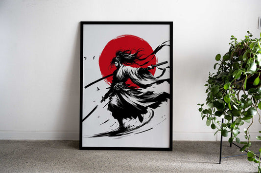 Samurai Sunset Duel Asian Style Poster | Wall Art for Home & Office | High-Quality Print - High-Quality Visual Display