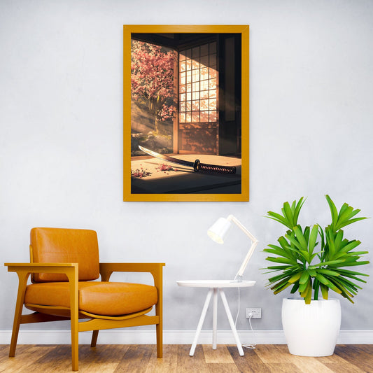 Samurai Sword in Japanese Garden Asian Style Poster | Wall Art for Home & Office | High-Quality Print - High-Quality Visual Display