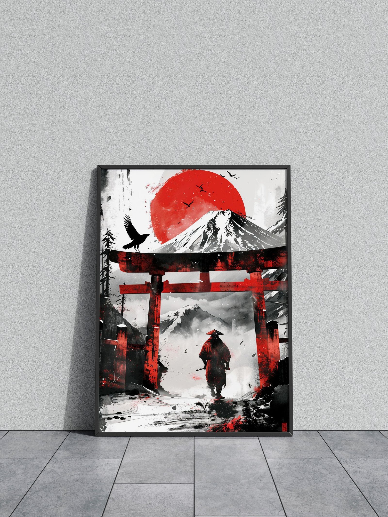 Samurai Torii Gate Fuji Asian Style Poster | Wall Art for Home & Office | High-Quality Print - High-Quality Visual Display