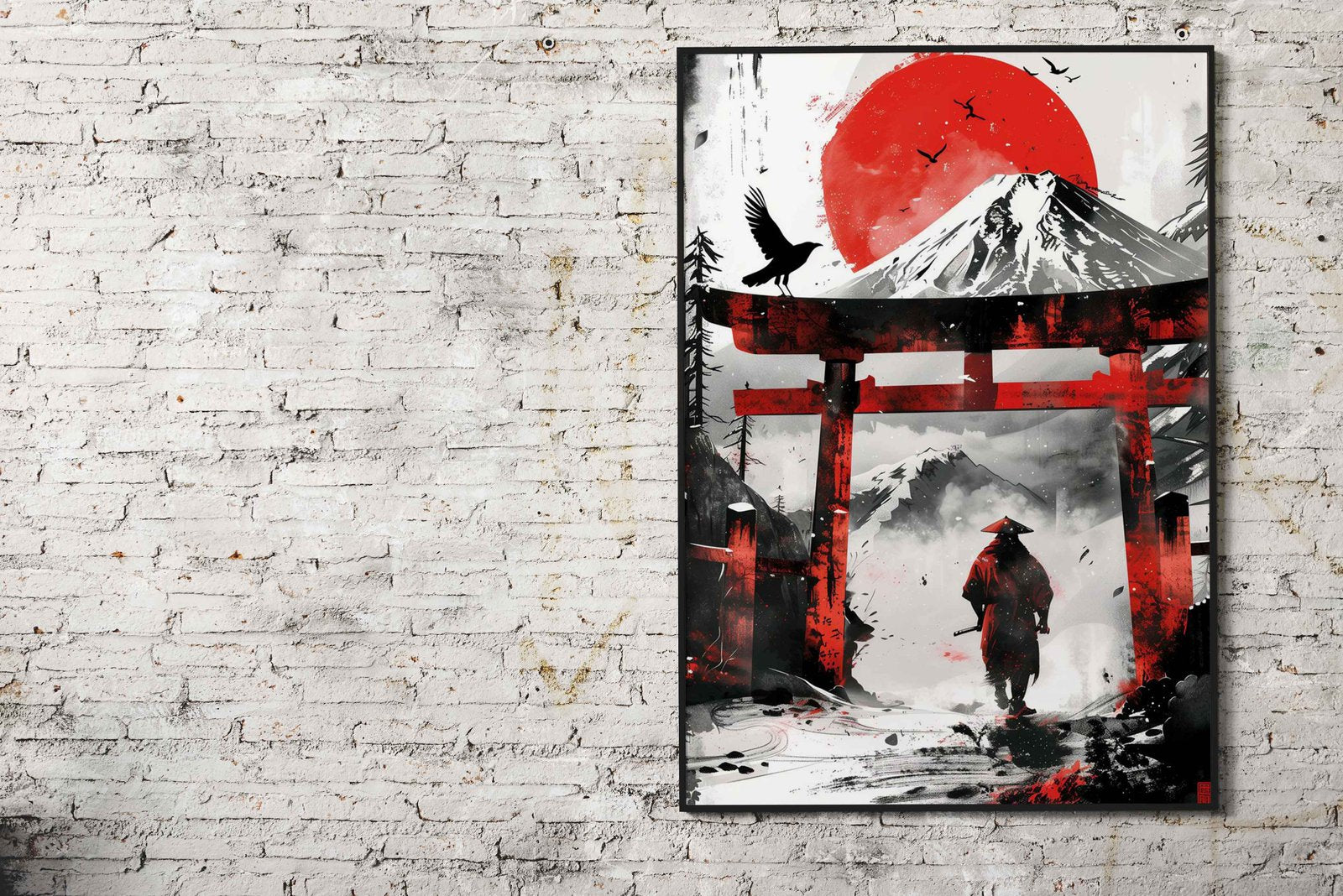 Samurai Torii Gate Fuji Asian Style Poster | Wall Art for Home & Office | High-Quality Print - High-Quality Visual Display