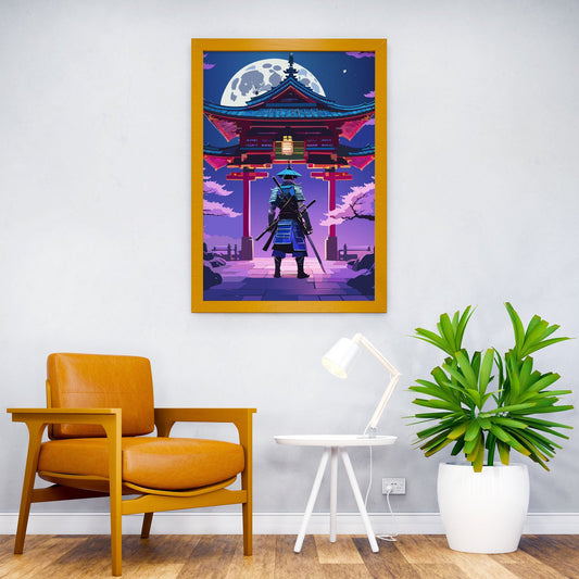 Samurai Under Moonlight Asian Style Poster | Wall Art for Home & Office | High-Quality Print - High-Quality Visual Display