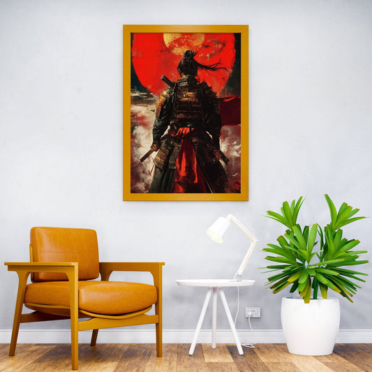 Samurai Under Red Moon Asian Style Poster | Wall Art for Home & Office | High-Quality Print - High-Quality Visual Display