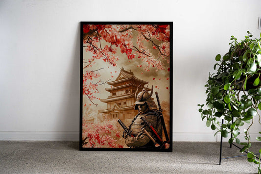 Samurai Warrior Cherry Blossom Asian Style Poster | Wall Art for Home & Office | High-Quality Print - High-Quality Visual Display