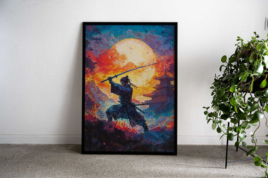 Samurai Warrior Japanese Sun Asian Style Poster | Wall Art for Home & Office | High-Quality Print - High-Quality Visual Display