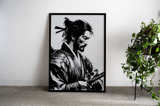 Samurai Warrior Portrait Asian Style Poster | Wall Art for Home & Office | High-Quality Print - High-Quality Visual Display