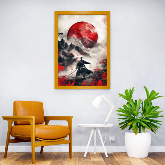 Samurai Warrior Red Moon Asian Style Poster | Wall Art for Home & Office | High-Quality Print - High-Quality Visual Display