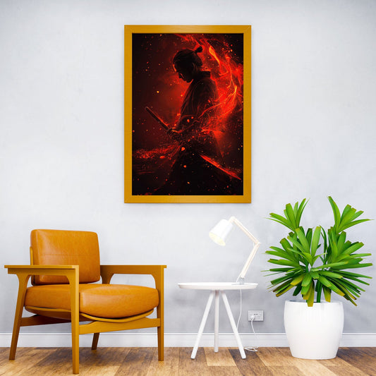 Samurai Warrior Red Smoke Asian Style Poster | Wall Art for Home & Office | High-Quality Print - High-Quality Visual Display