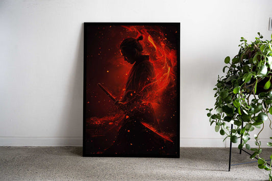 Samurai Warrior Red Smoke Asian Style Poster | Wall Art for Home & Office | High-Quality Print - High-Quality Visual Display