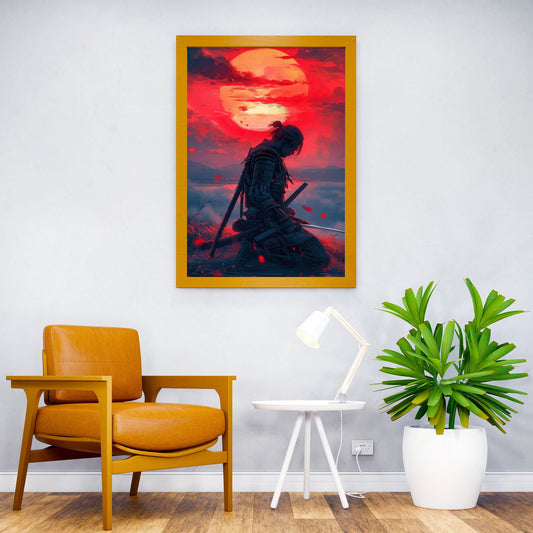 Samurai Warrior Sunset Asian Style Poster | Wall Art for Home & Office | High-Quality Print - High-Quality Visual Display