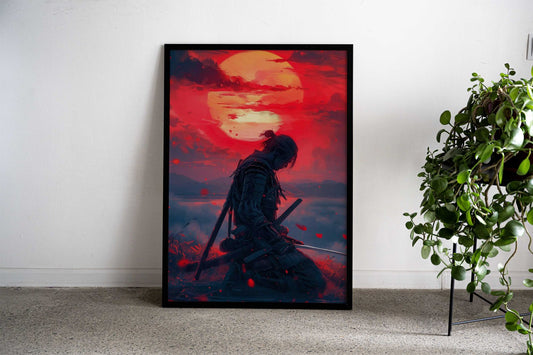 Samurai Warrior Sunset Asian Style Poster | Wall Art for Home & Office | High-Quality Print - High-Quality Visual Display