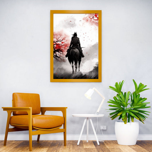 Samurai Warrior With Horse Asian Style Poster | Wall Art for Home & Office | High-Quality Print - High-Quality Visual Display