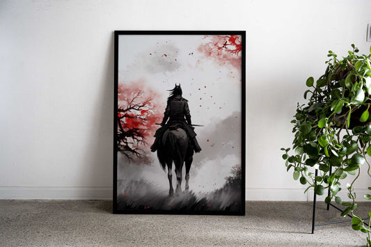 Samurai Warrior With Horse Asian Style Poster | Wall Art for Home & Office | High-Quality Print - High-Quality Visual Display
