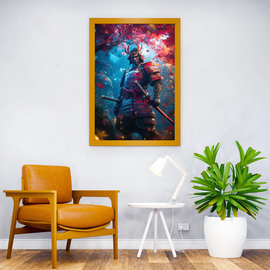 Samurai Warrior in Autumn Asian Style Poster | Wall Art for Home & Office | High-Quality Print - High-Quality Visual Display