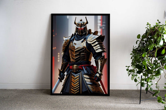 Samurai Warrior in Gold Ar Asian Style Poster | Wall Art for Home & Office | High-Quality Print - High-Quality Visual Display