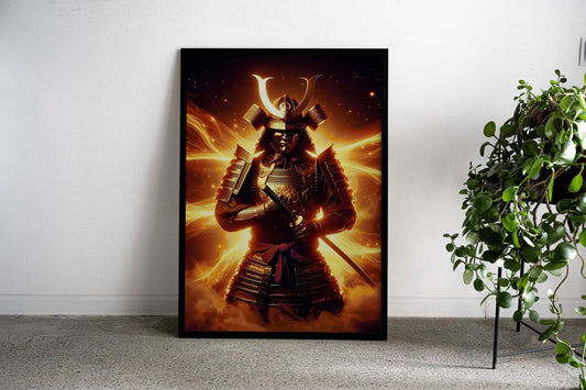Samurai Warrior in Gold Energy Asian Style Poster | Wall Art for Home & Office | High-Quality Print - High-Quality Visual Display