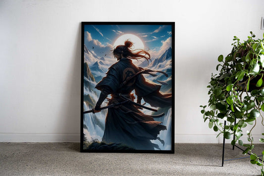 Samurai Warrior in Mountain Landscape Asian Style Poster | Wall Art for Home & Office | High-Quality Print - High-Quality Visual Display