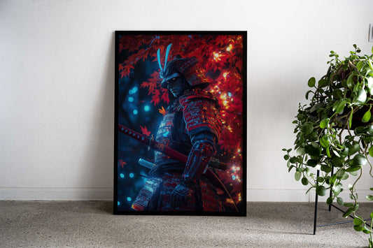 Samurai Warrior in Red Armor Asian Style Poster | Wall Art for Home & Office | High-Quality Print - High-Quality Visual Display