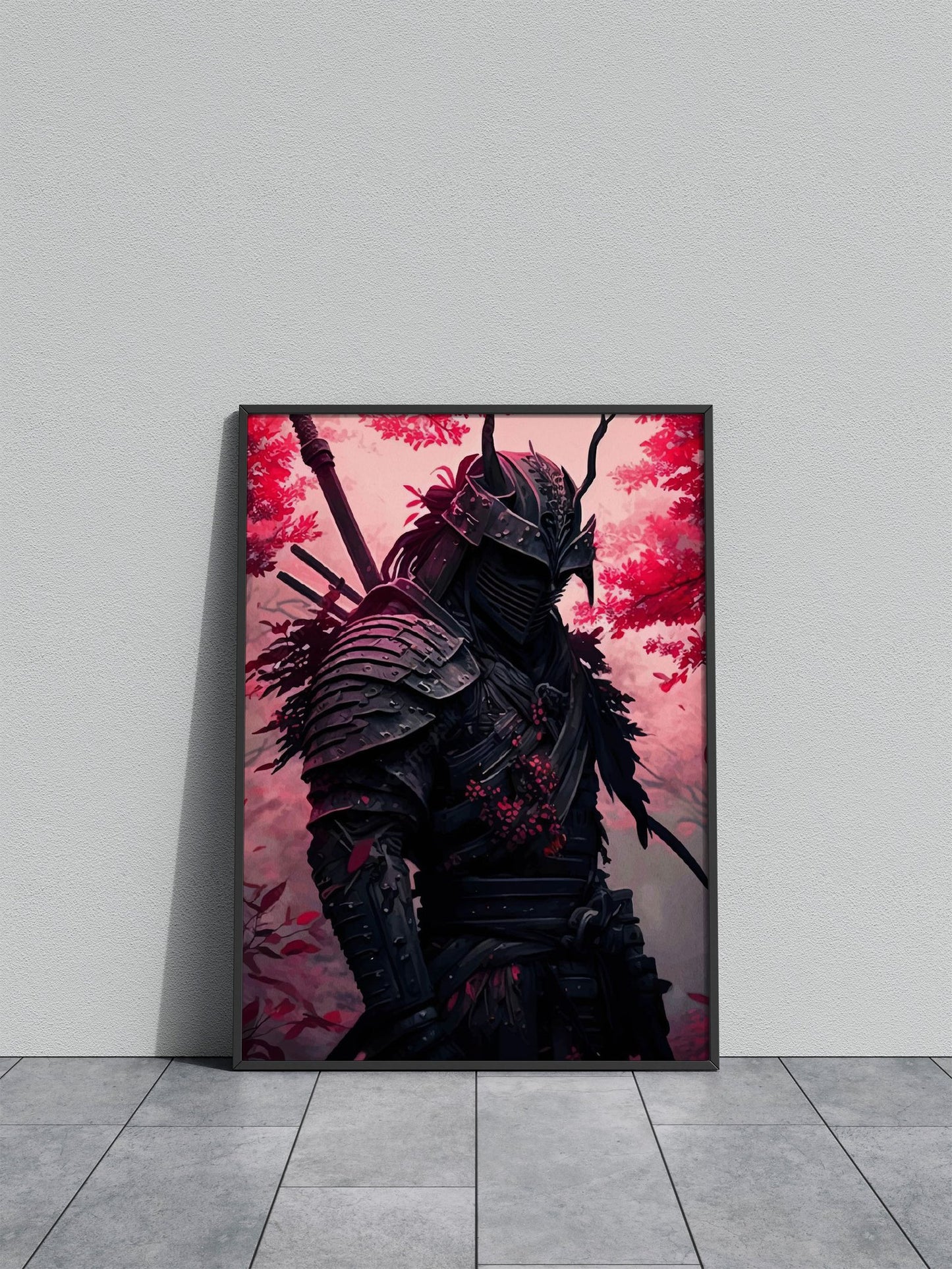 Samurai Warrior in Red Asian Style Poster | Wall Art for Home & Office | High-Quality Print - High-Quality Visual Display