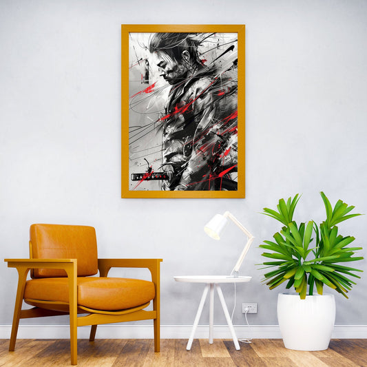 Samurai White Red Black Asian Style Poster | Wall Art for Home & Office | High-Quality Print - High-Quality Visual Display