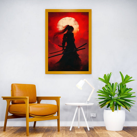 Samurai Woman Silhouette Asian Style Poster | Wall Art for Home & Office | High-Quality Print - High-Quality Visual Display
