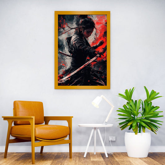 Samurai Woman with Katana Asian Style Poster | Wall Art for Home & Office | High-Quality Print - High-Quality Visual Display