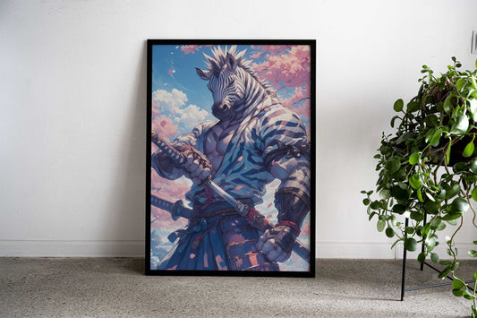 Samurai Zebra Sakura Asian Style Poster | Wall Art for Home & Office | High-Quality Print - High-Quality Visual Display