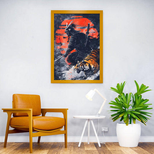 Samurai and Tiger Asian Style Poster | Wall Art for Home & Office | High-Quality Print - High-Quality Visual Display