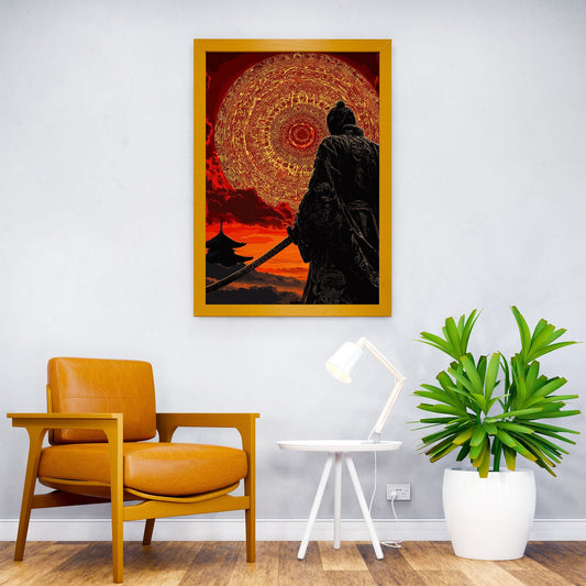 Samurai and the Celestial Orb Asian Style Poster | Wall Art for Home & Office | High-Quality Print - High-Quality Visual Display