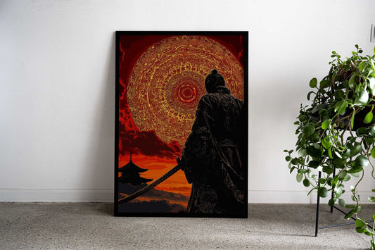 Samurai and the Celestial Orb Asian Style Poster | Wall Art for Home & Office | High-Quality Print - High-Quality Visual Display